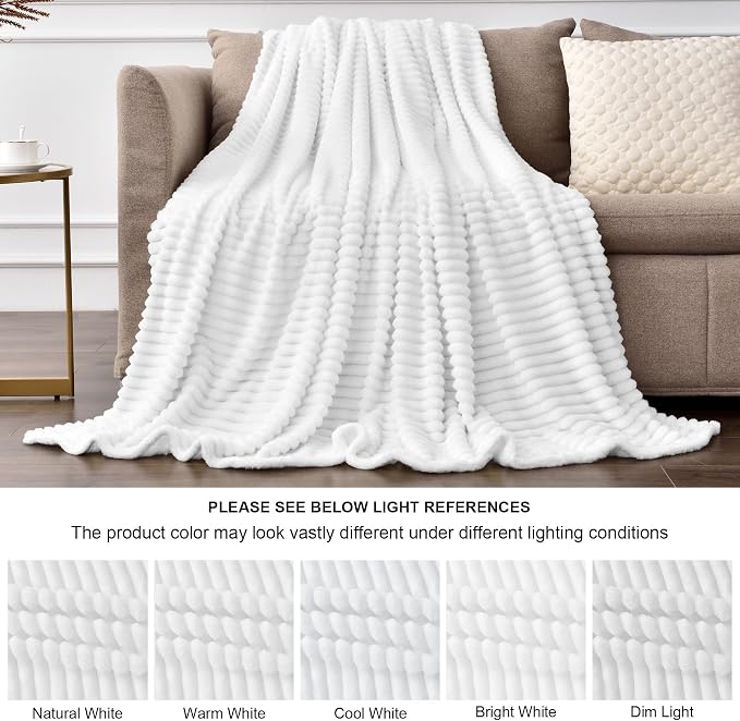 BEDELITE 3D Ribbed Jacquard White King Size Blankets - Image 6