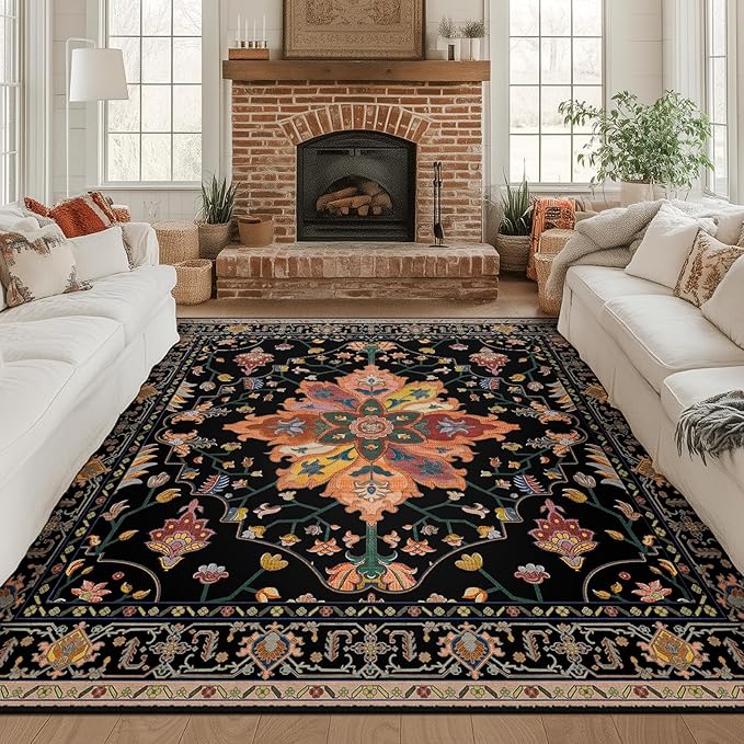 RELEANY Washable Area Rug, Square 8'x8', Water Repellent, Pet Friendly by RELEANY