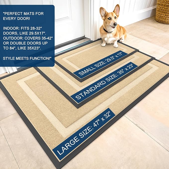 OLANLY Front Door Mat Outside 47x17, All-Season Heavy-Duty Rubber Doormat | - Image 2