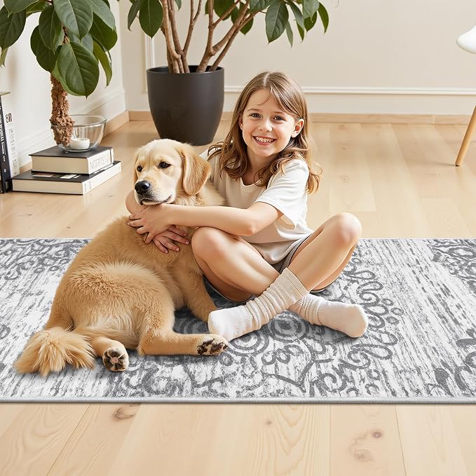 HEBE Hallway Runner Rug 2'x6', Washable Non Slip Kitchen Rug Runner | Soft Boho - Image 6