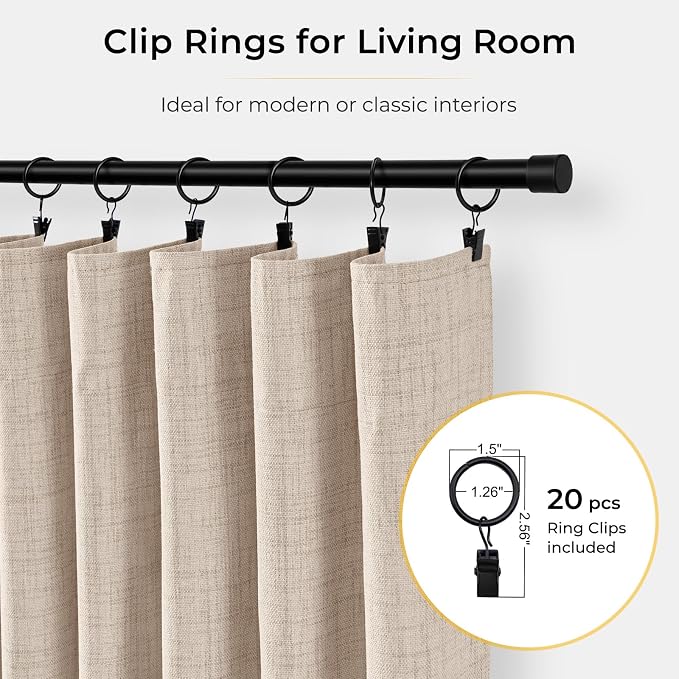100% Blackout Curtains for Bedroom Oatmeal Linen Look Curtain 102 Inch Long | - Image 3