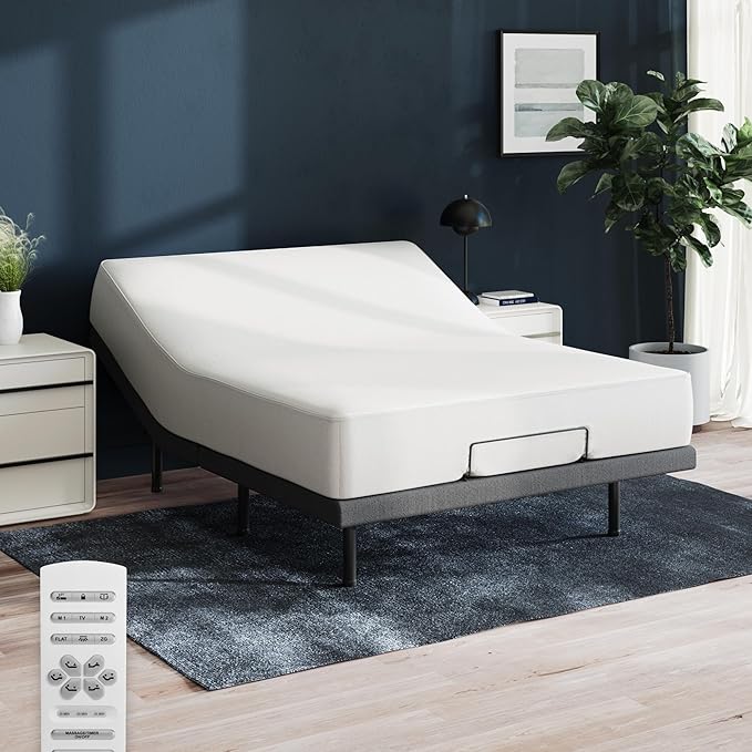 Nectar Ultra Queen Adjustable Base & 15” Mattress - Head & Foot Incline - Medium Firm Memory Foam - Cooling Upgrade - 3 Massage Settings - 365-Night Mattress Trial