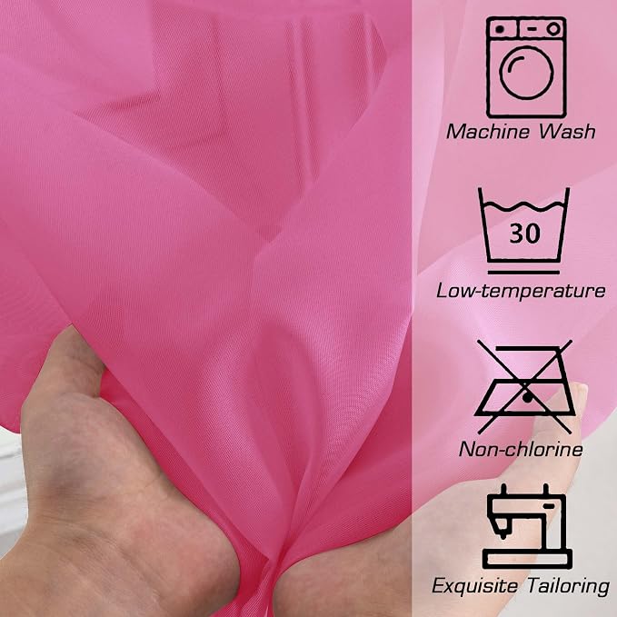 Hot Pink Sheer Curtains for Bedroom Living Room 96 Inches Long 2 Panels Set - Image 5