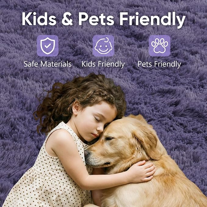 8x10 Extra Large Taro Purple Fluffy Area Rug Non-Slip - Image 7