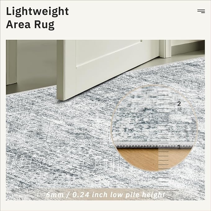 Soalmost Washable Area Rug 8x10 Large Soft Grey Rugs - Image 9