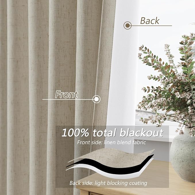 Extra Long 100% Blackout Linen Curtains - Image 4