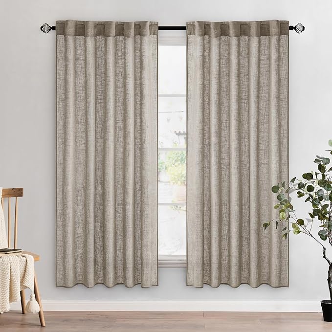 MIULEE Burlywood Birch Linen Curtains 52x72 Inch Long 2 Panels by MIULEE