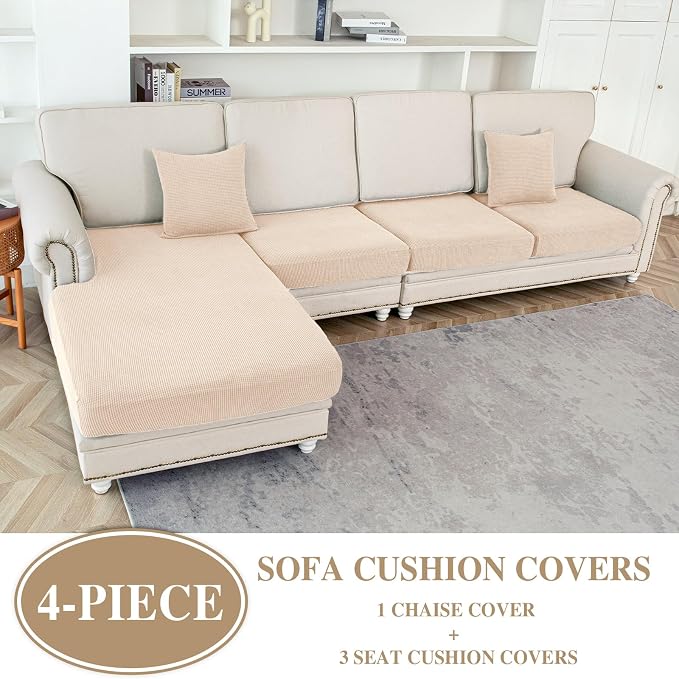 LA MEACK Couch Cushion Covers for Sectional Sofa L Shape Washable Separate Seat - Image 2