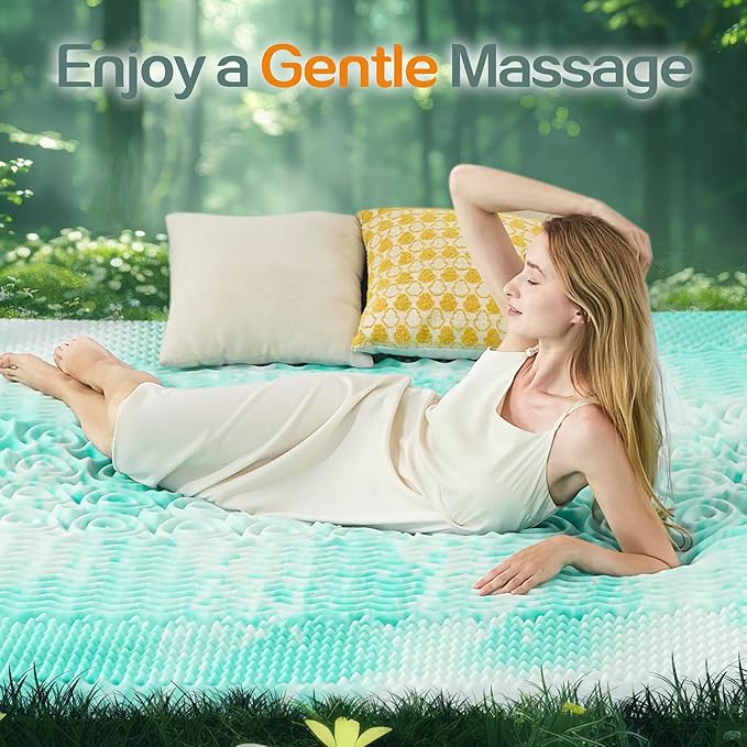 SINWEEK 2 Inch Mattress Topper 5-Zone Memory Foam Mattress Topper Pressure Relieve Soft Mattress Pad, CertiPUR-US Certified, Twin Size, Green