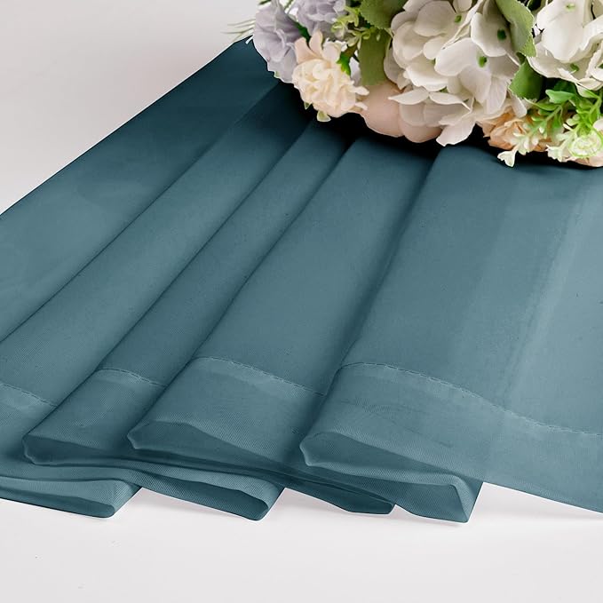Teal Sheer Curtains 84 inches Long 2 Panels Set, Light Filtering Rod Pocket - Image 7