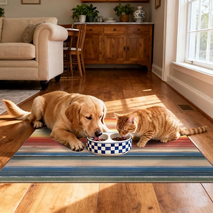 Front Door Mat Indoor Outside Entrance 2x3 Modern Ombre Rainbow Rug | Non-Slip - Image 8