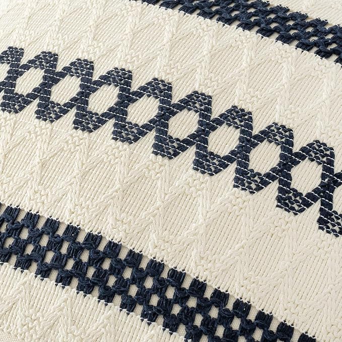 MIULEE Set of 2 Navy Blue Boho Decorative Pillow Covers 18x18 Inch | Farmhouse - Image 4