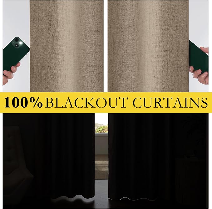 NICETOWN Burlap Vintage Open Linen Weave Flax Thermal Curtains, 100% Blackout - Image 4