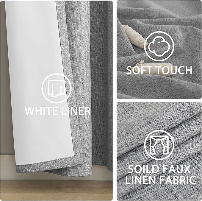 Yakamok Dove Grey Linen Textured Curtains 72 Inches Long - Image 6