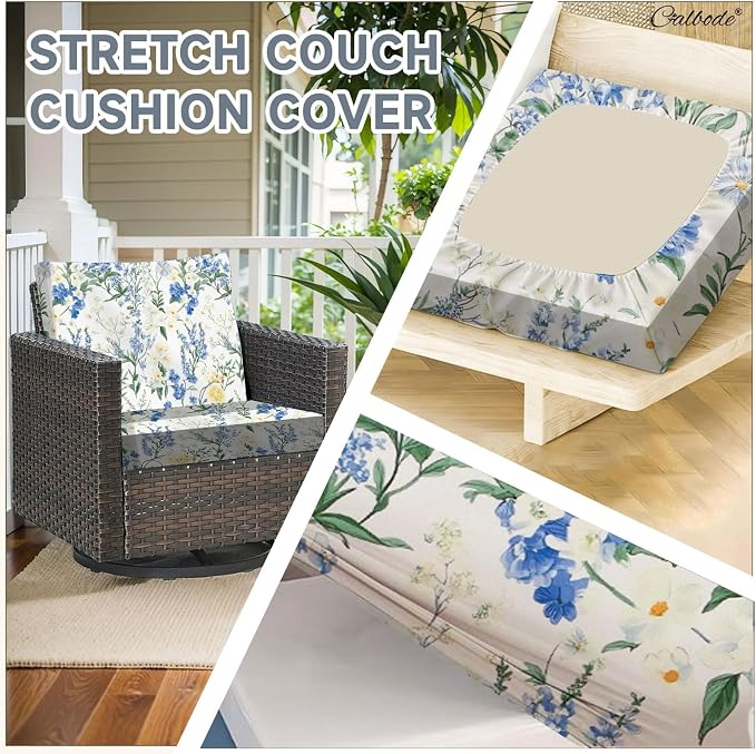CALBODE 12 Pcs Stretch Indoor/Outdoor Seat Cushion Covers, - Image 3
