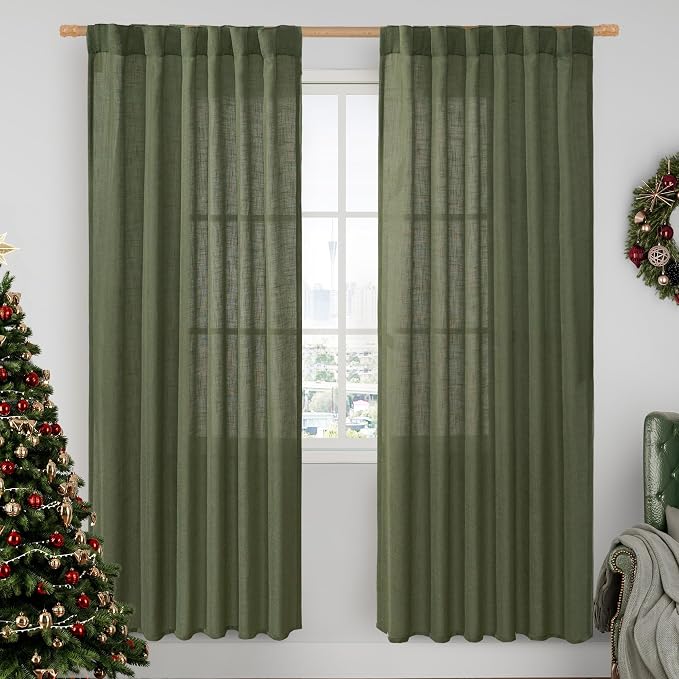 Light Filtering Linen Curtains 80 inch by LAMIT