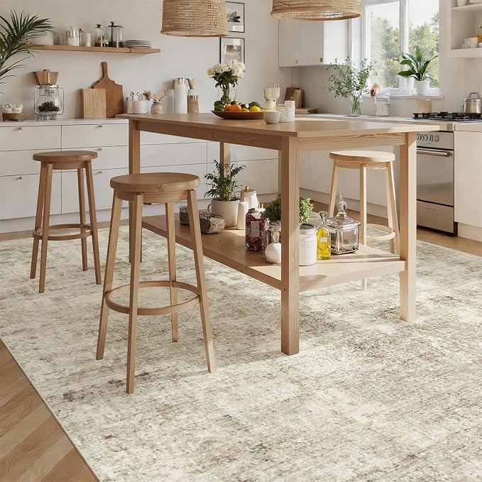 Soalmost 10x12 Area Rugs for Living Room Washable Rug Abstract Beige/Gray | - Image 4