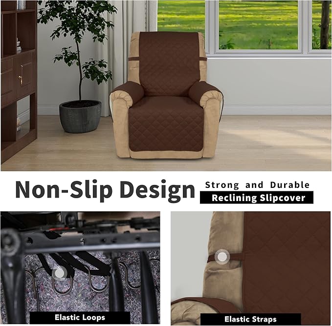 Easy-Going Reversible Couch Cover, Recliner 22 in, Coffee/Ivory | Machine - Image 3