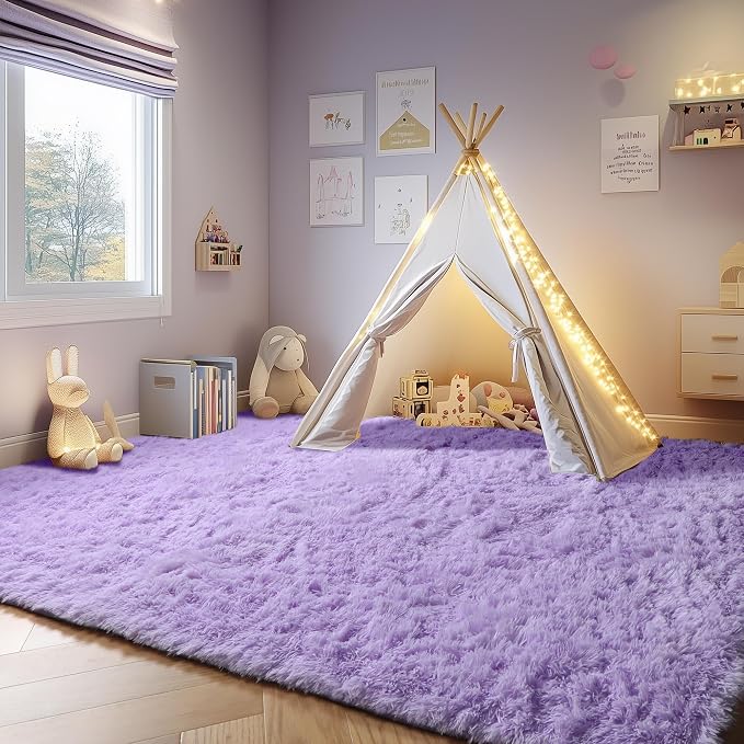Purple Area Rugs for Bedroom Living Room, Fluffy 4x6 Indoor Bedside Floor Throw - Image 6