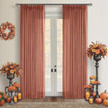 Firebrick 80 Inch Pinch Pleated Light Filtering Linen Curtains 2 Panels | Boho by Twodrapes