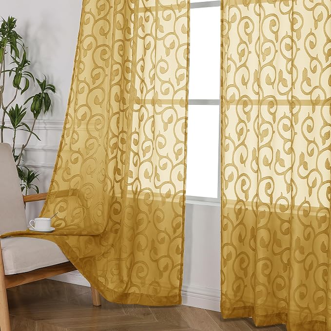 Furman Gold Sheer Curtains 84 inches Long - Image 6