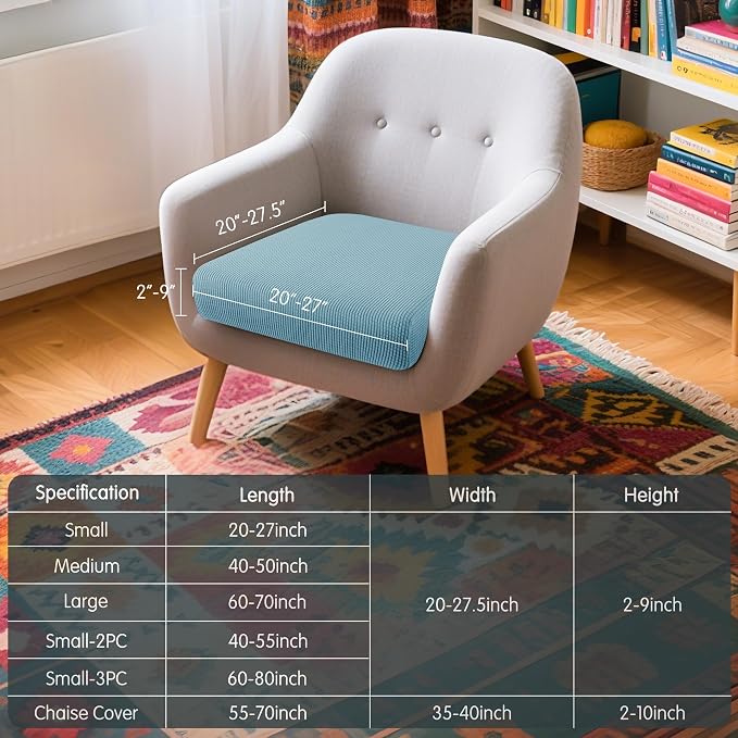 Hokway Stretch Couch Cushion Slipcovers Reversible Cushion Protector Slipcovers - Image 3