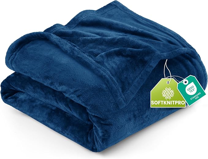 Utopia Bedding Fleece Bed Blanket California King Size Navy | Microfiber Plush by UTOPIABEDDING