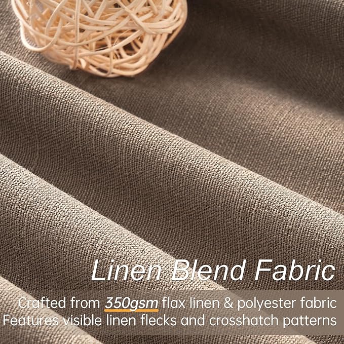 Topfinel 92 inch Long 100% Blackout Drapes 2 Panels Linen Texture Curtains Warm - Image 2