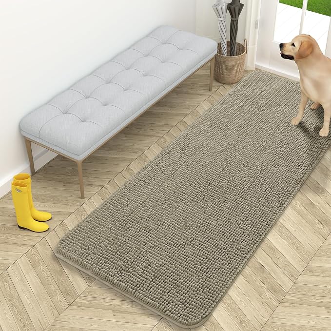 OLANLY Dog Door Mat for Muddy Paws 59x24, Super Absorbent Chenille Mud Mat | by OLANLY