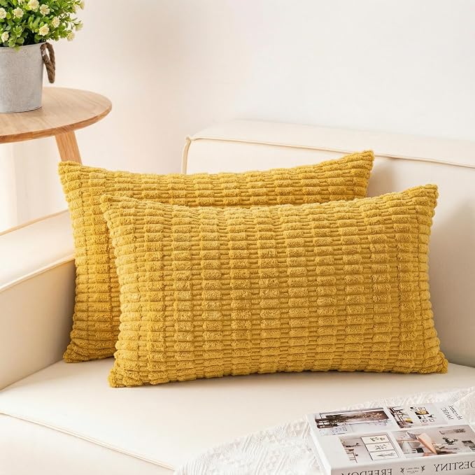 Aegero Pack of 2 Corduroy Decorative Throw Pillow Covers 12x20 Inch by Unknown
