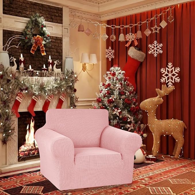 Stretch Chair Sofa Slipcover, Single Couch Cover, Dusty Pink | 1-Piece Washable - Image 2