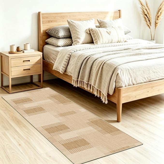Faux Linen Washable Runner Rug Water Absorbent Surface 2x6 Beige | Non-Slip TPR - Image 7