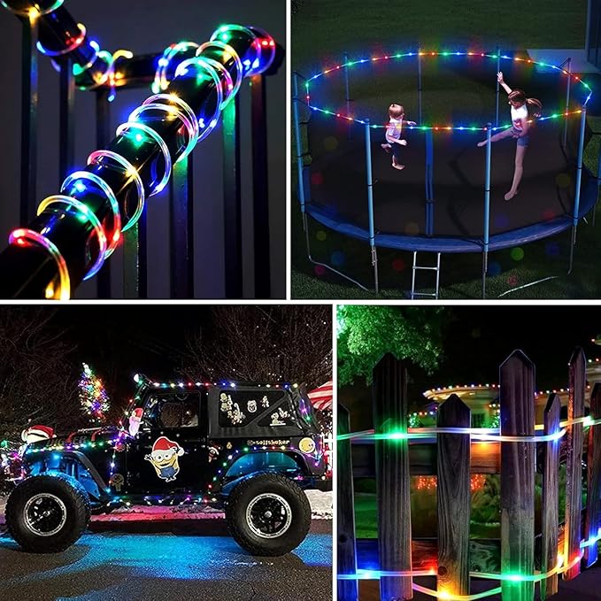 LED Rope Lights Outdoor String Light Battery Powered with Remote Control, 8 Modes Color Changing Waterproof LED Strip Light Fairy Light 40Ft for Christmas Party Camping Decoration, 1 P
