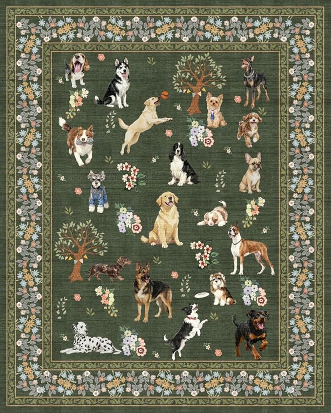 Dark Green Floral Area Rug 8x10 by WelcometoBabovid