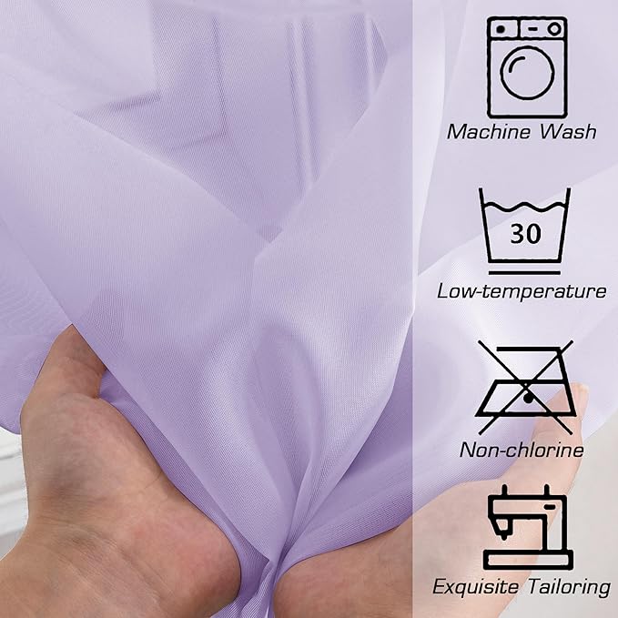 OWENIE Light Purple Sheer Curtains 54 Inch Length 2 Panels Set, Rod Pocket Voile Sheer Curtains & Drapes for Bedroom/Living Room, Soft Sheer Short Curtains for Windows, Total 84Wx54L inch, Lavender