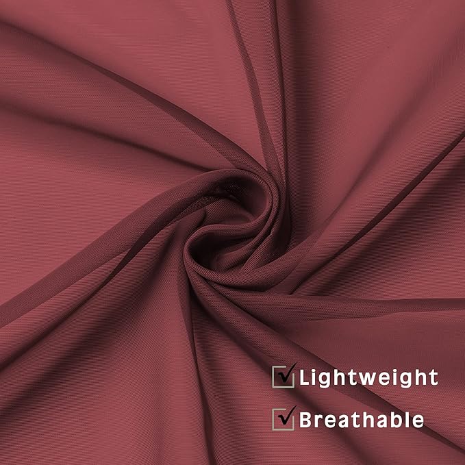 Burgundy Sheer Curtains 63 inch Length 2 Panels Set - Image 6