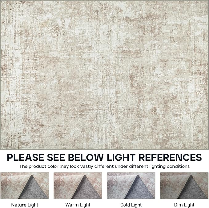 Aelenmu 5x7 Area Rugs for Living Room Bedroom Dining Room Washable Beige | Soft - Image 8