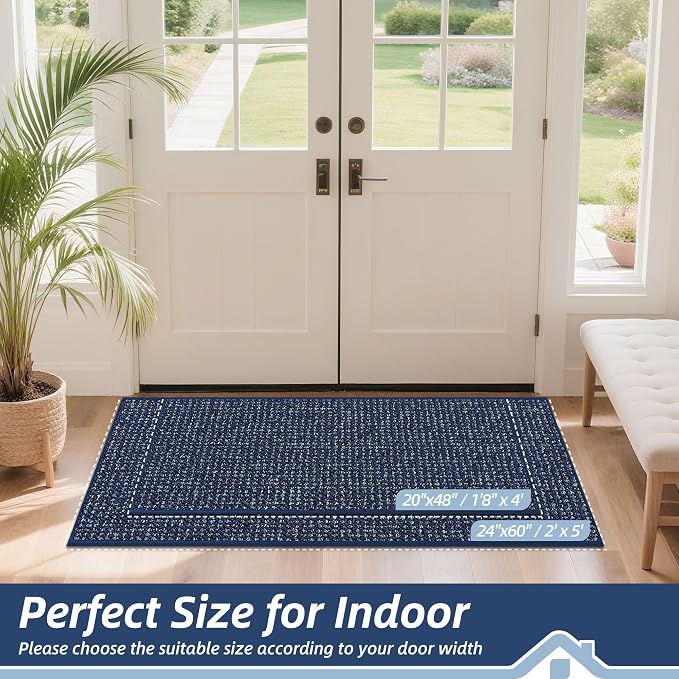 BEQHAUSE Dirt Trapper Door Mat 20" x 48", Non-Slip Washable Doormats, Low - Image 2