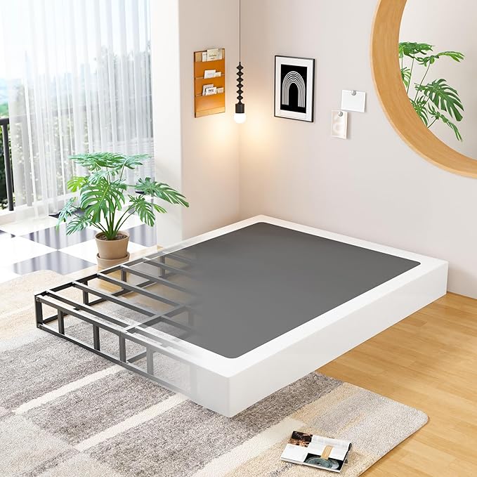 EMODA King Box Spring 9 Inch Heavy Duty Bed Base Metal Mattress Foundation with Fabric Cover, 3000LBS Max Weight Capacity, Noise Free, Easy Assembly