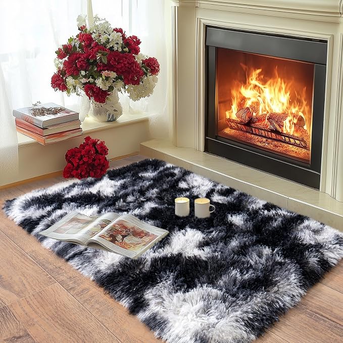 Pionblank Fluffy Small Rug for Bedroom 2x3, Shag Soft Area Rug, Furry Cute - Image 3