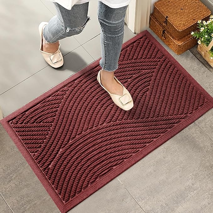 Sturdy Front Door Mat, Absorbent Muddy Dirt Resist Welcome Door Mats Outdoor by HIYARD