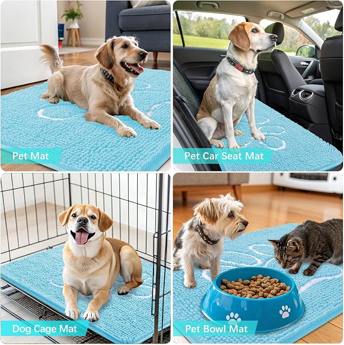 OLANLY Dog Door Mat for Muddy Paws 36x24, Paw Print Design Chenille Mud Mat | - Image 7