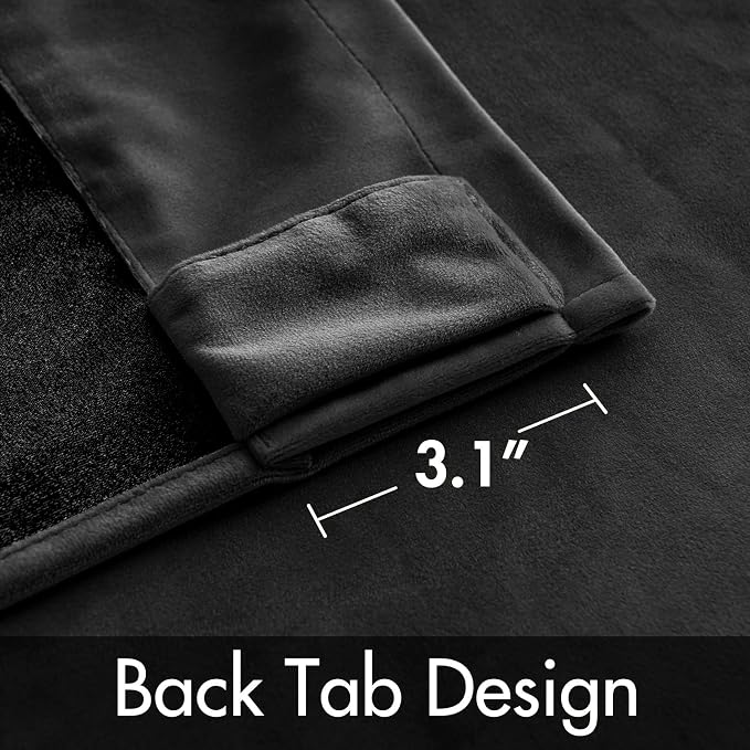 MIULEE Black Velvet Curtains 52x90 inches 2 Panels Luxury Blackout Curtains | - Image 3