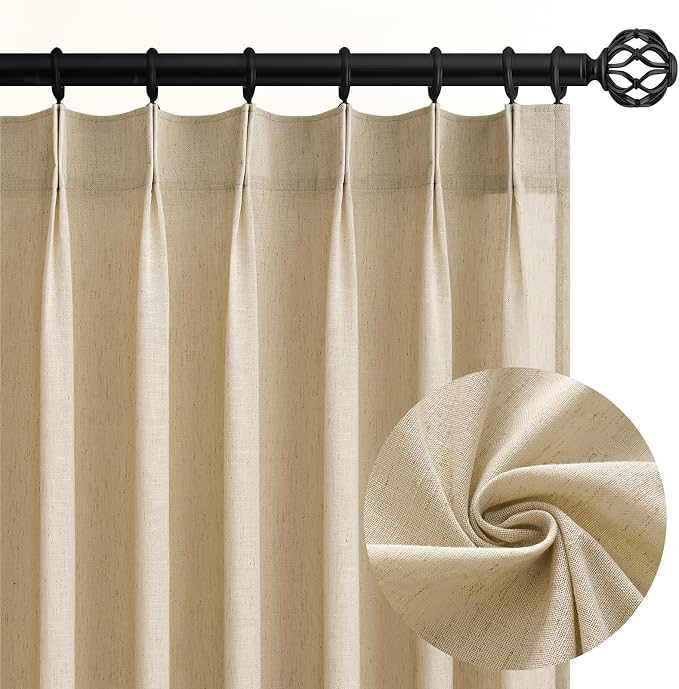 96 Inches Long Pinch Pleated Semi Sheer Curtains by Topfinel