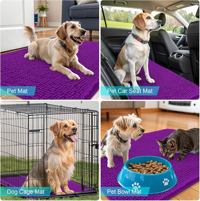 OLANLY Dog Door Mat for Muddy Paws 47x24, Super Absorbent Chenille Mud Mat | - Image 7