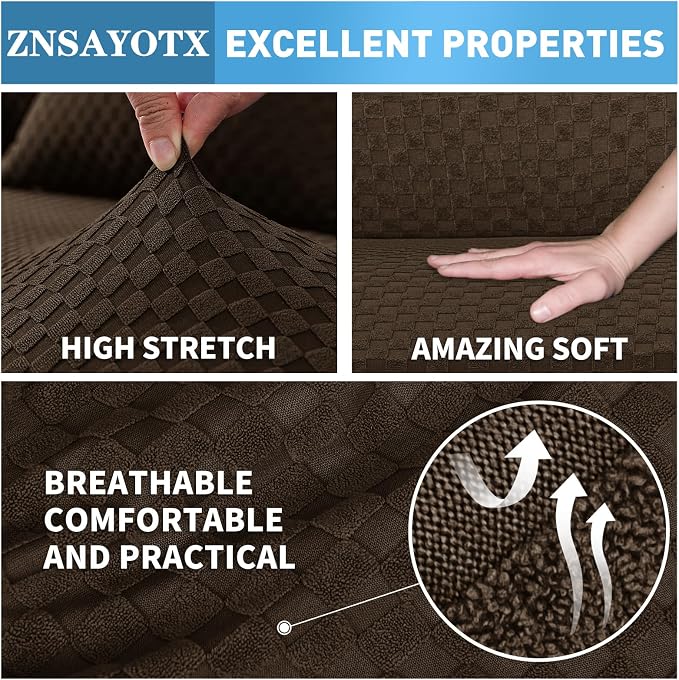 ZNSAYOTX Sectional Couch Covers, Stretch Jacquard Slipcovers - Image 5