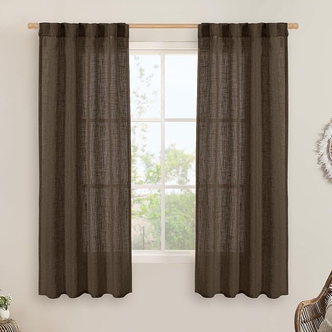 Linen Curtains 63 Inch Length 2 Panels by LAMIT