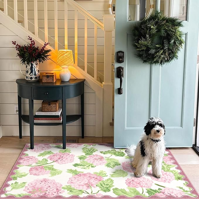 3x5 Pink Entryway Rug, Washable Indoor Outdoor Mats - Image 6