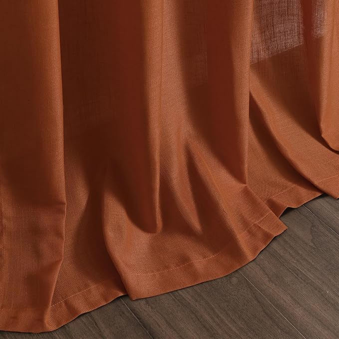 Rust Linen Curtains 63 Inch Length - Image 9