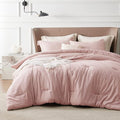 Bedsure King Size Comforter Set - Pink Soft Bedding for All Seasons, Cationic Dyed Bed Set, 3 Pieces, 1 King Size Comforter (104"x90") and 2 Pillow Shams (20"x36"+2")